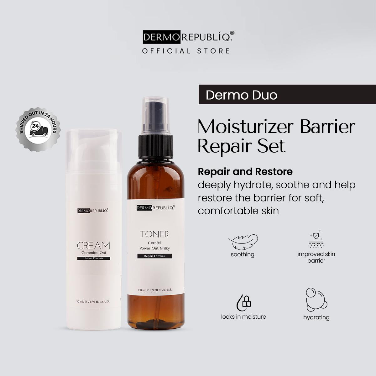 Dermorepubliq Moisturizer Barrier Set 2pcs Original (Toner + Cream) B5 Ceramide Toner + B5 Ceramide Hydrating Face Cream