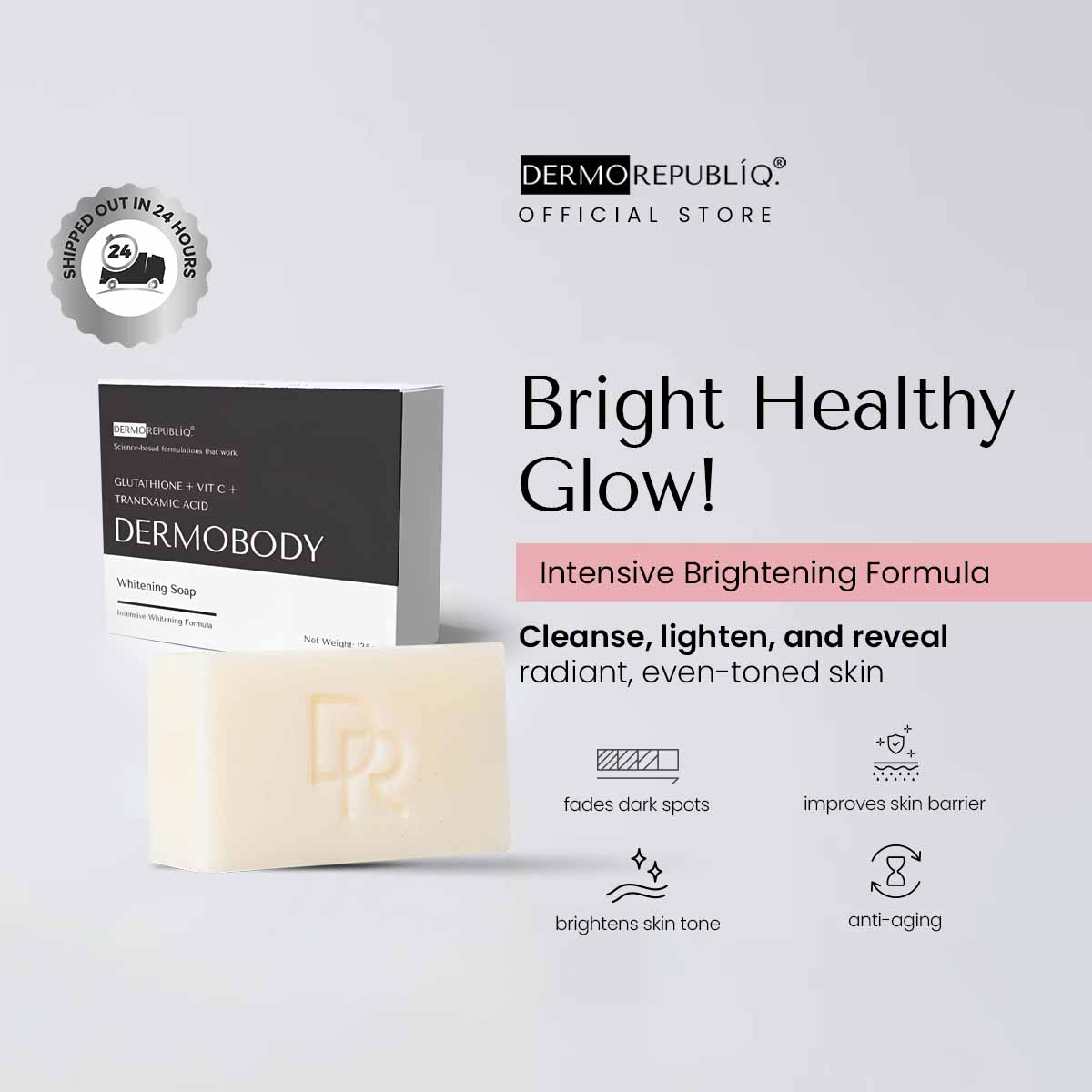 Dermorepubliq Glutathione + Vitamin C + Tranexamic Acid Brightening Body Bar - 135g