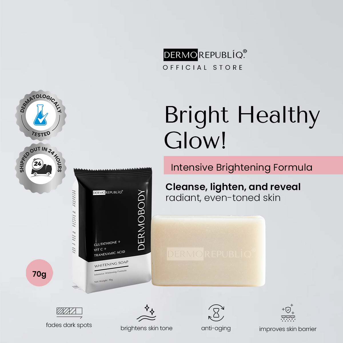 DermoBody Glutathione + Vitamin C + Tranexamic Acid Brightening Body Bar