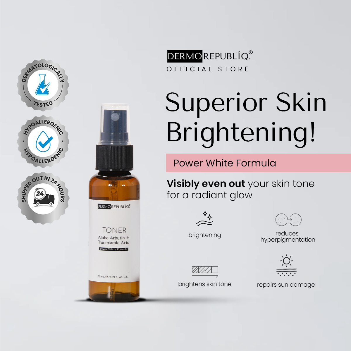Dermorepubliq Alpha Arbutin + Tranexamic Acid Ultra Whitening Toner - 100 mL