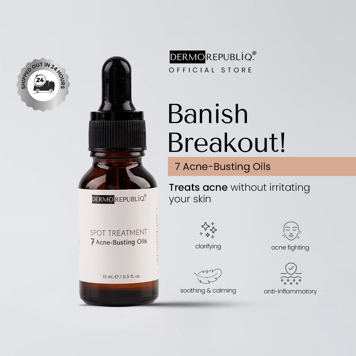 Dermorepubliq Spot Treatment - 7 Acne-Busting Oils Serum - 15 mL