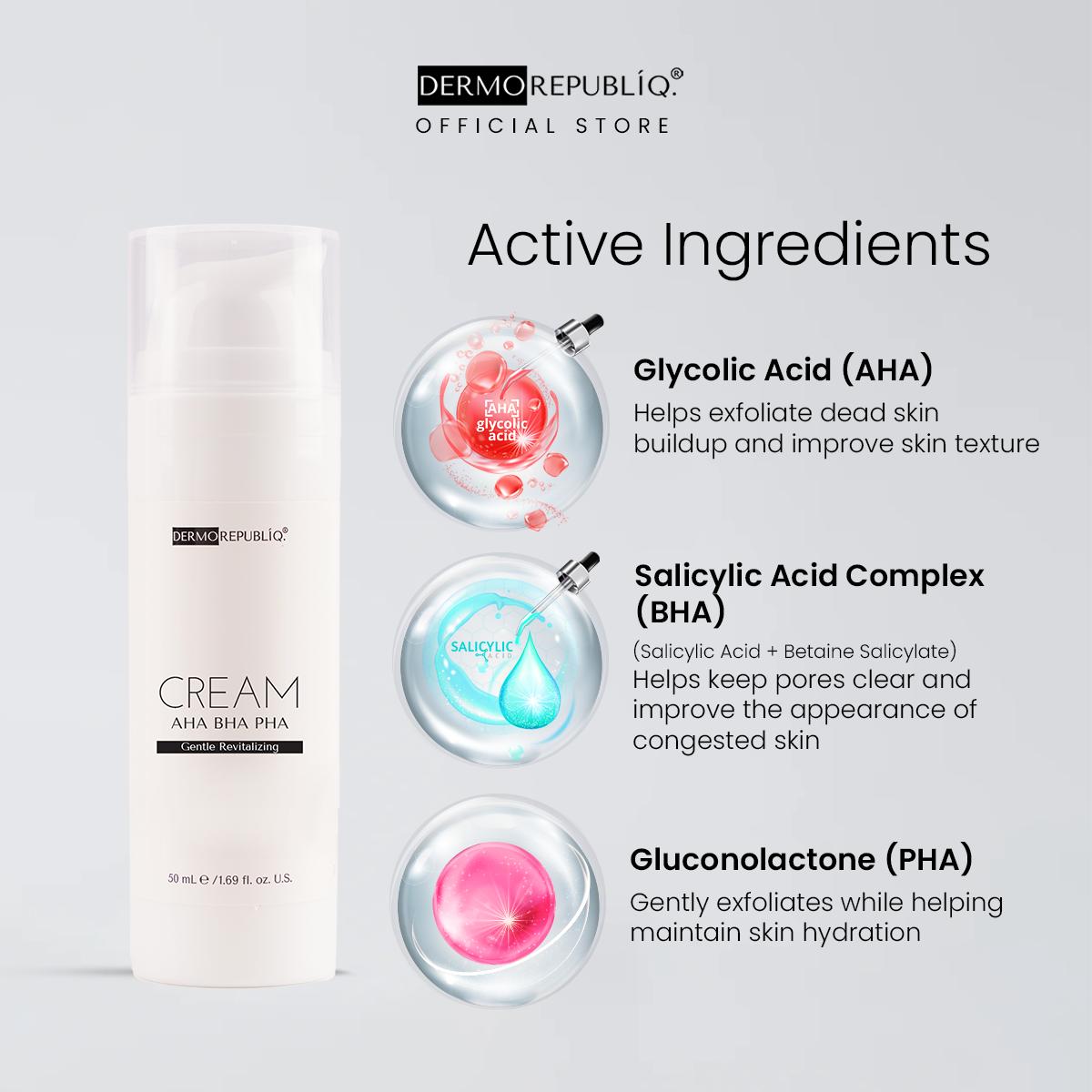 Dermorepubliq AHA BHA PHA Gentle Revitalizing Cream 50ml | AHA + BHA + PHA | Exfoliating Cream | Skin Texture Smoothing