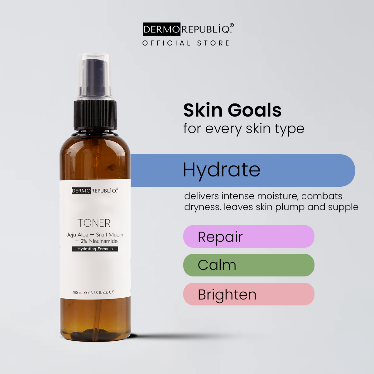 Dermorepubliq Jeju Aloe + Snail Mucin + 2% Niacinamide Hydrating Toner - 100 mL