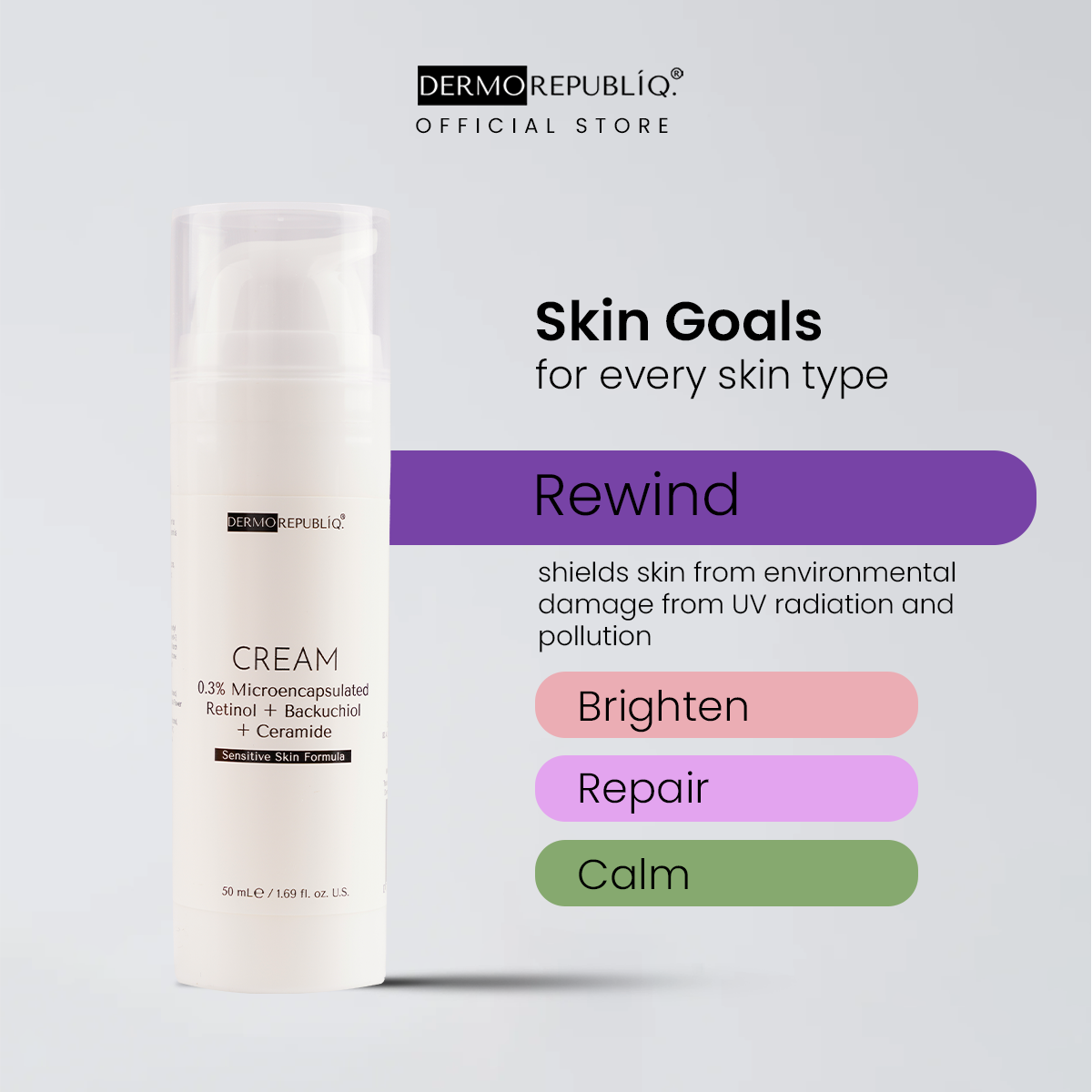 Dermorepubliq 0.3% Microencapsulated Retinol + Backuchiol + Ceramide NP Face Cream