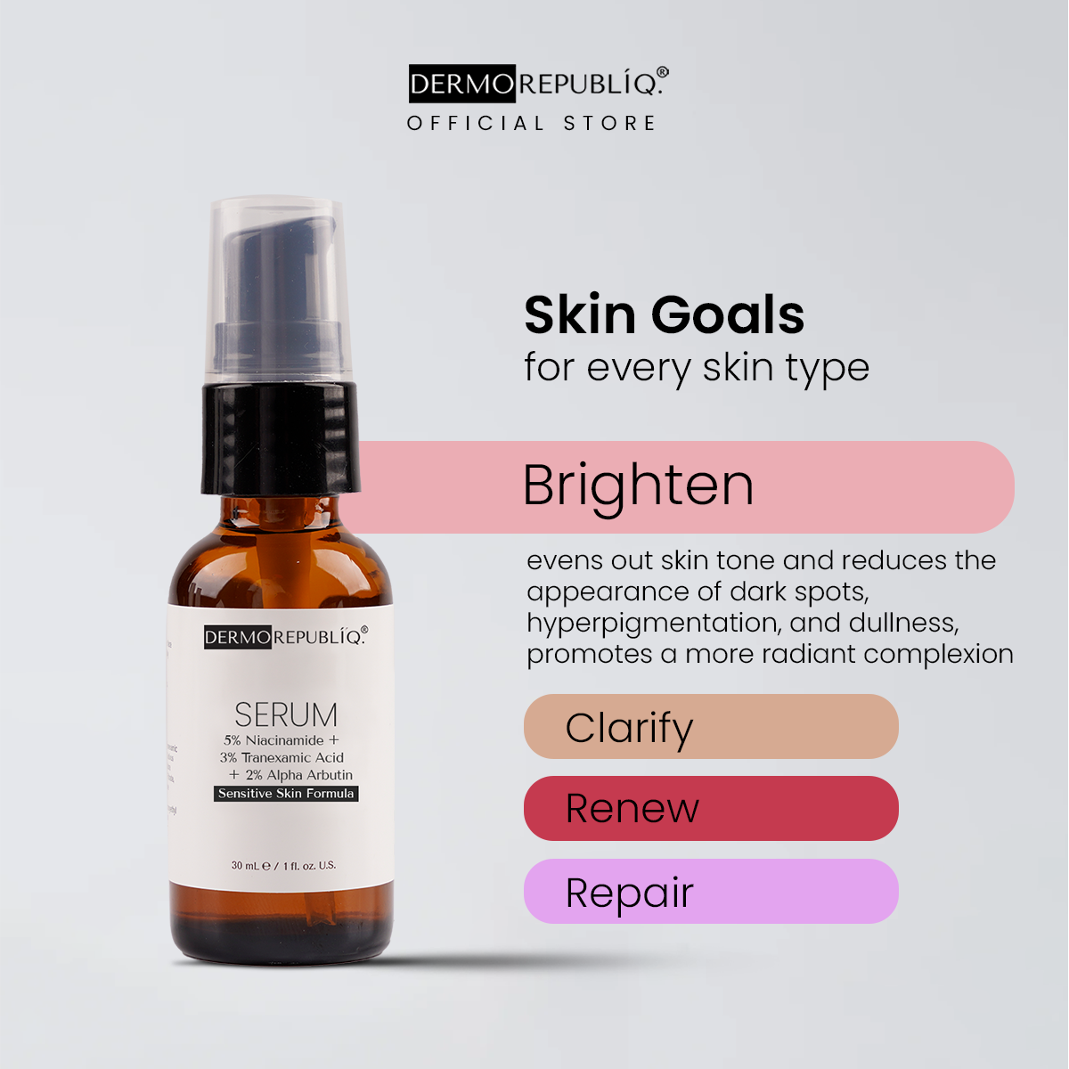 Dermorepubliq 5% Niacinamide + 3% Tranexamic Acid + 2%Alpha Arbutin - 30 mL