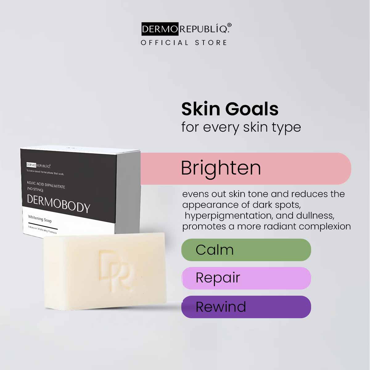 Dermorepubliq Kojic Acid Dipalmitate No Sting Brightening Body Bar - 135g