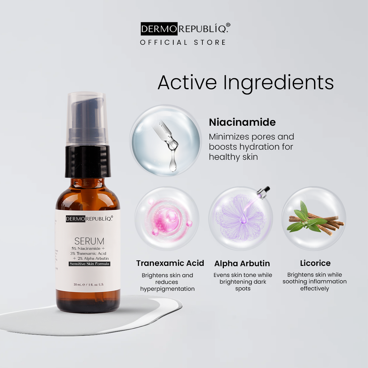 Dermorepubliq 5% Niacinamide + 3% Tranexamic Acid + 2%Alpha Arbutin - 30 mL