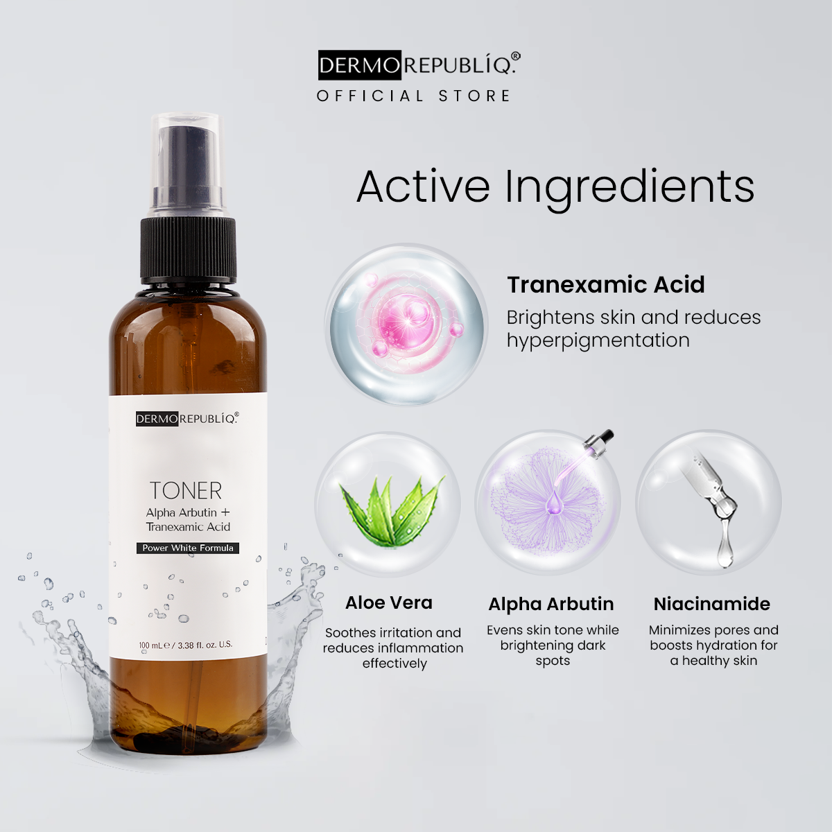 Dermorepubliq Alpha Arbutin + Tranexamic Acid Ultra Whitening Toner - 100 mL