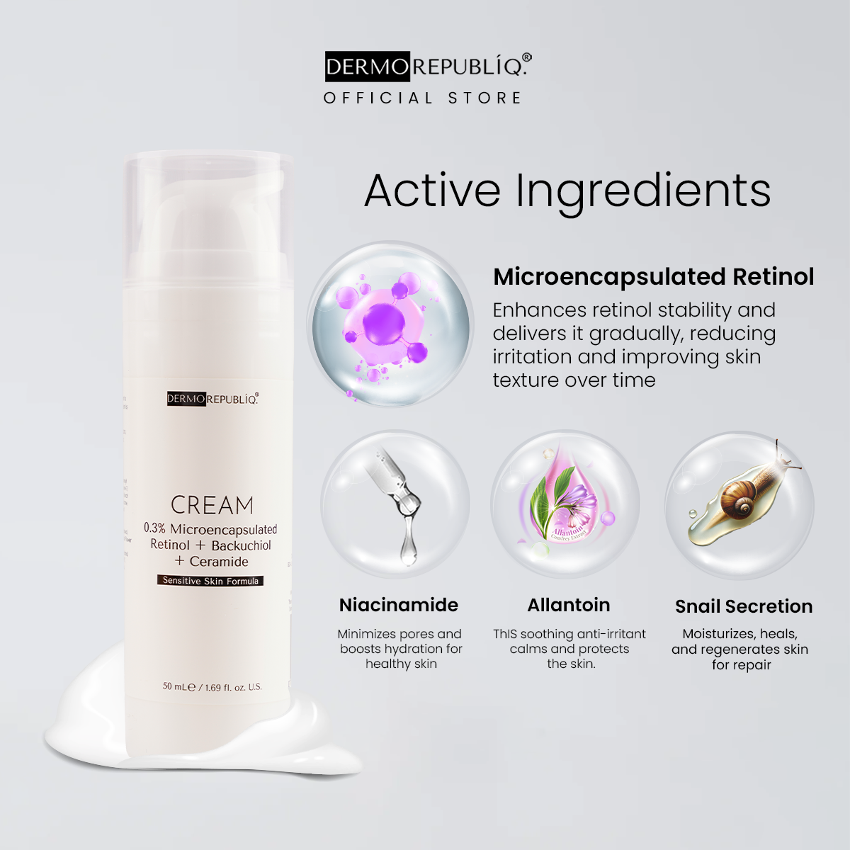 Dermorepubliq 0.3% Microencapsulated Retinol + Backuchiol + Ceramide NP Face Cream
