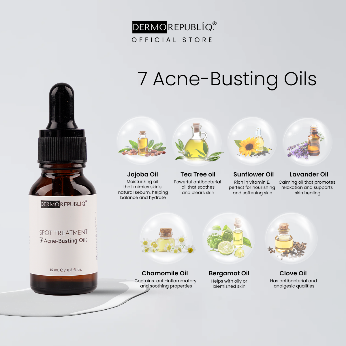 Dermorepubliq Spot Treatment - 7 Acne-Busting Oils Serum - 15 mL