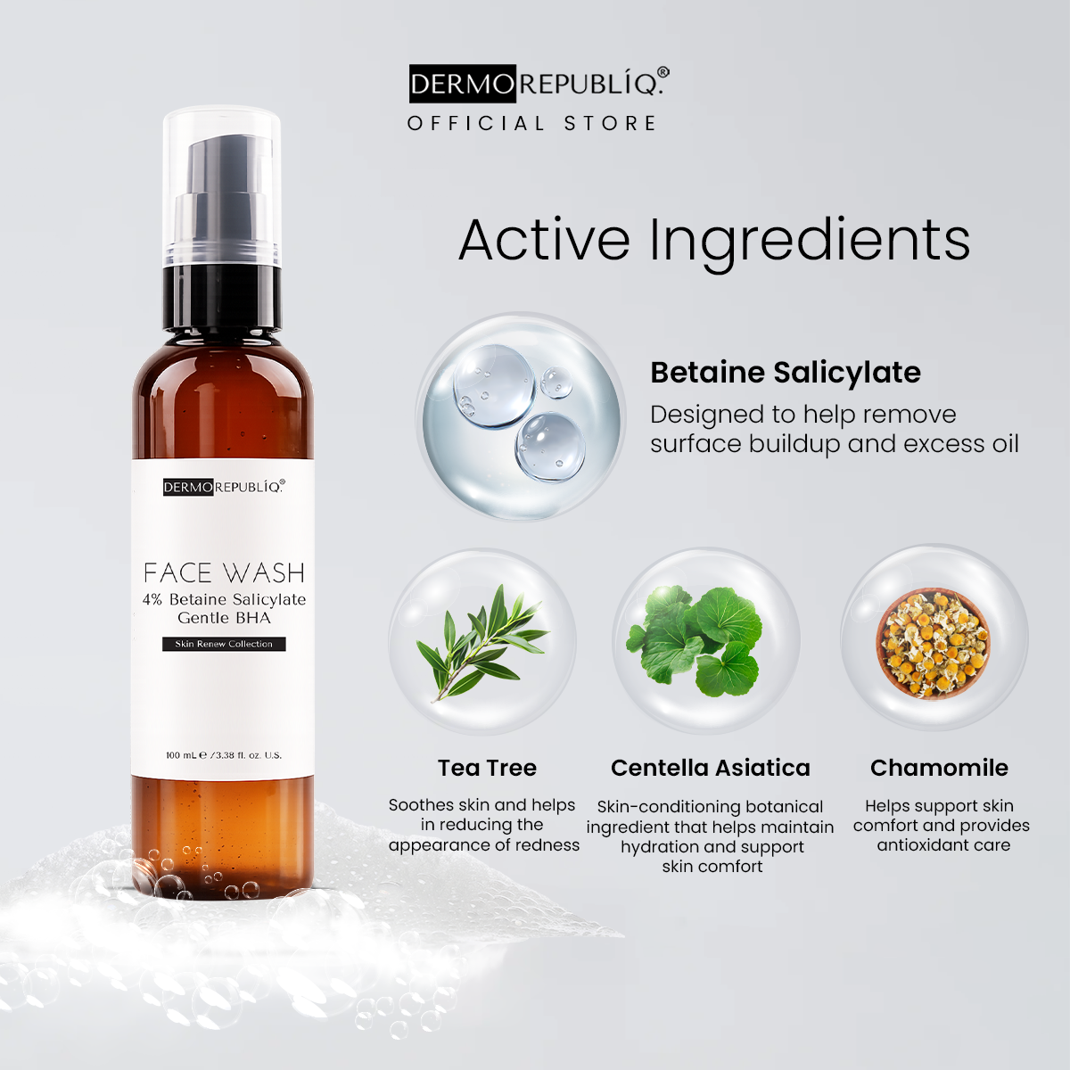 Dermorepubliq 4% Betaine Salicylate Gentle BHA Facial Wash
