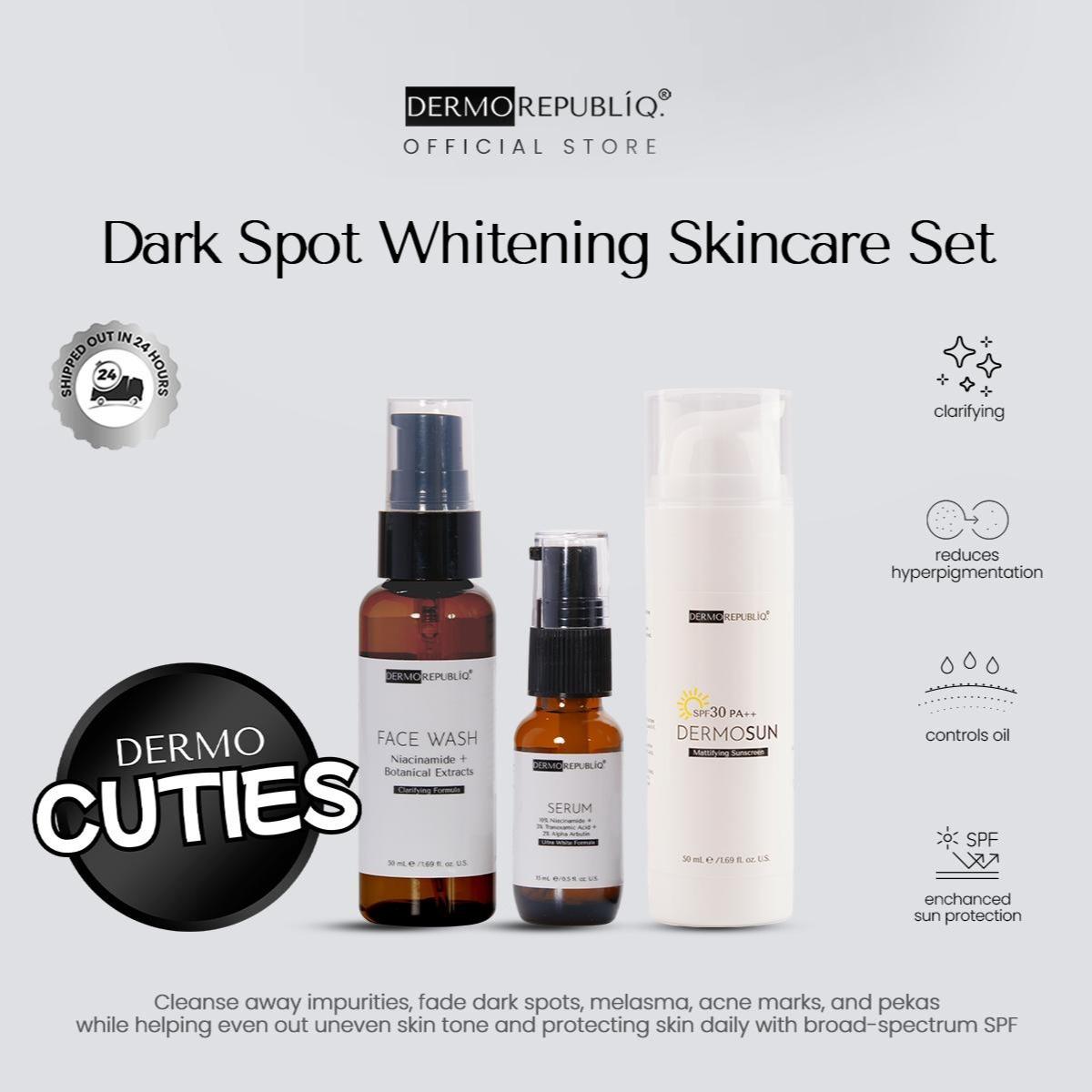 Dermorepubliq Dark Spot Whitening Set 3pcs Original (Face Wash + Serum + Sunscreen) Face Wash + 10% Ultra White