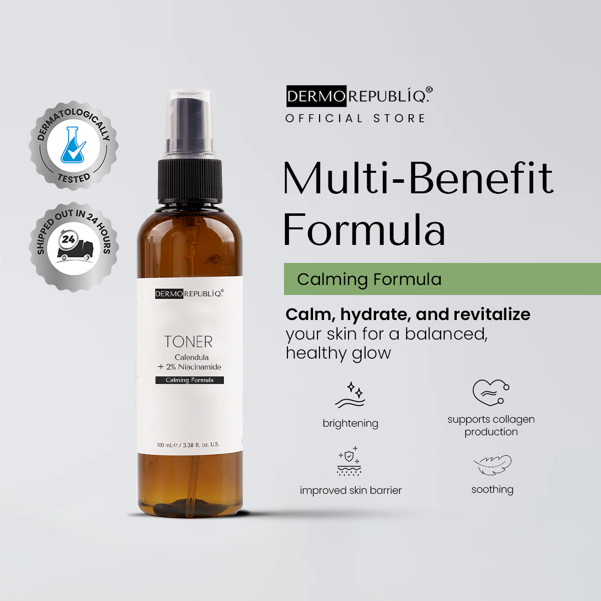 Dermorepubliq Calendula + 2% Niacinamide Calming and Brightening Toner