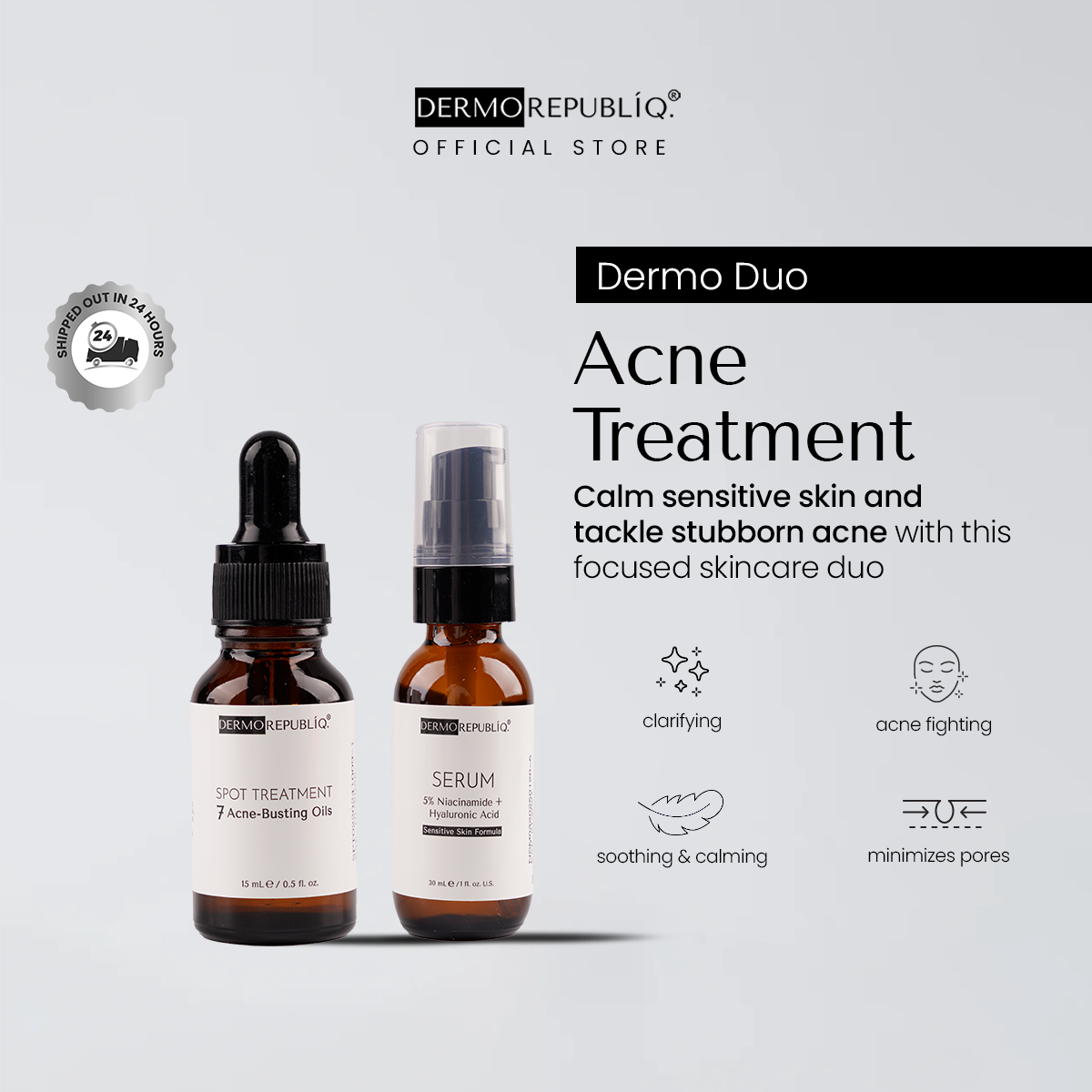 Dermorepubliq Duos - Acne Treatment (5% Niacinamide + Spot Treatment)