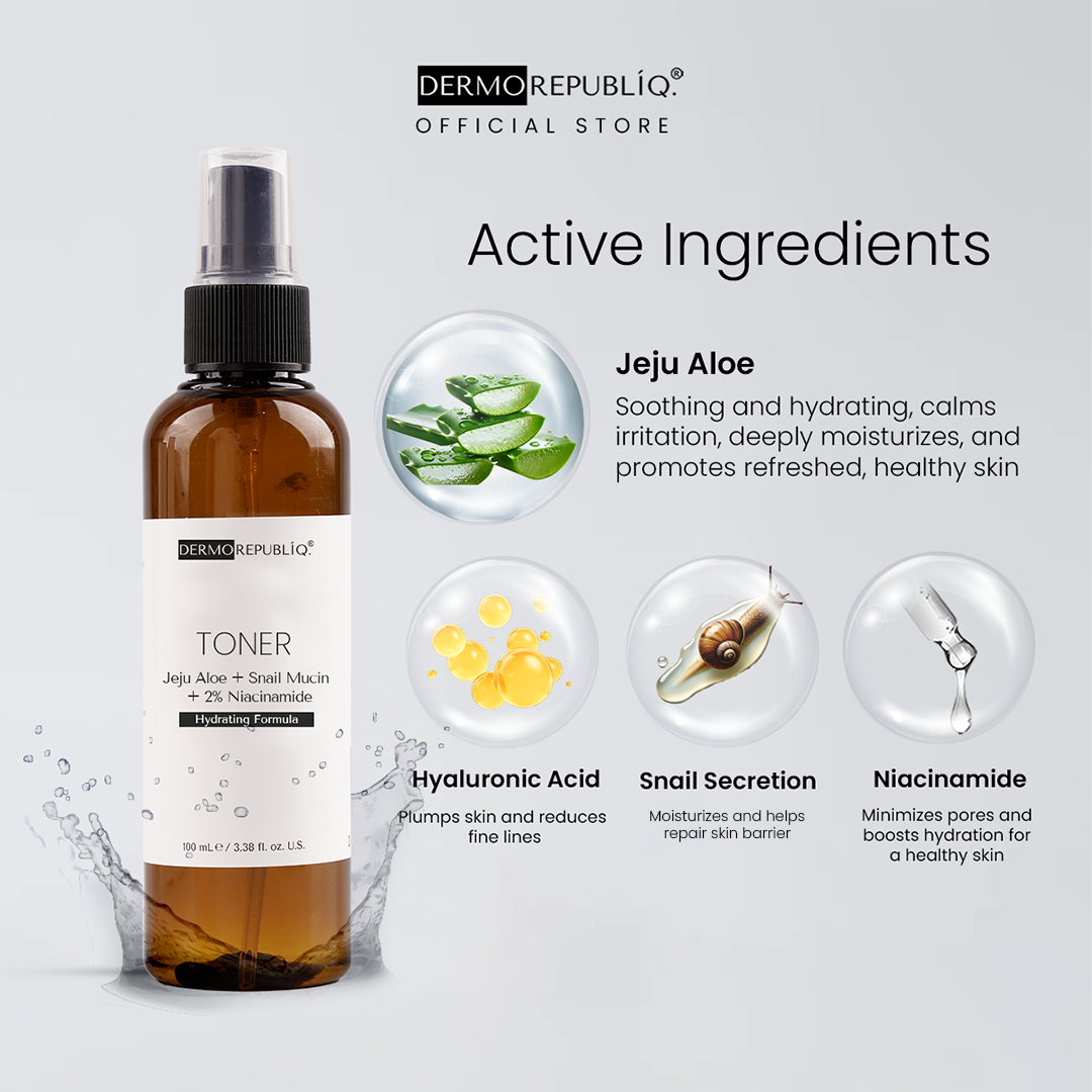 Dermorepubliq Jeju Aloe + Snail Mucin + 2% Niacinamide Hydrating Toner - 100 mL