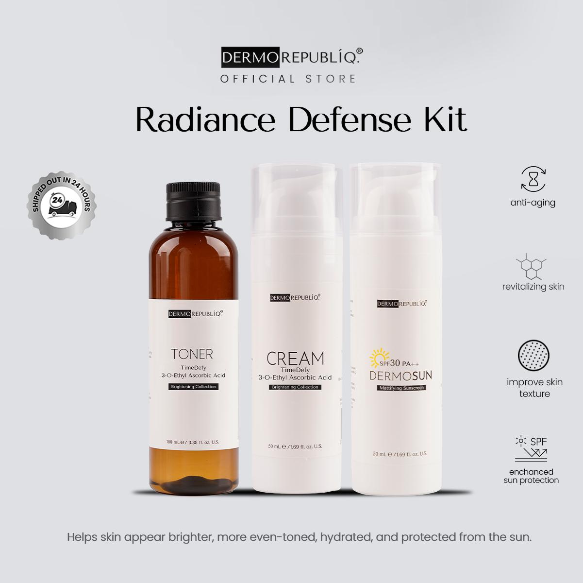 Dermorepubliq Radiance Defense Kit (TimeDefy 3-O-Ethyl Ascorbic Acid + Mattifying Sunscreen SPF30)