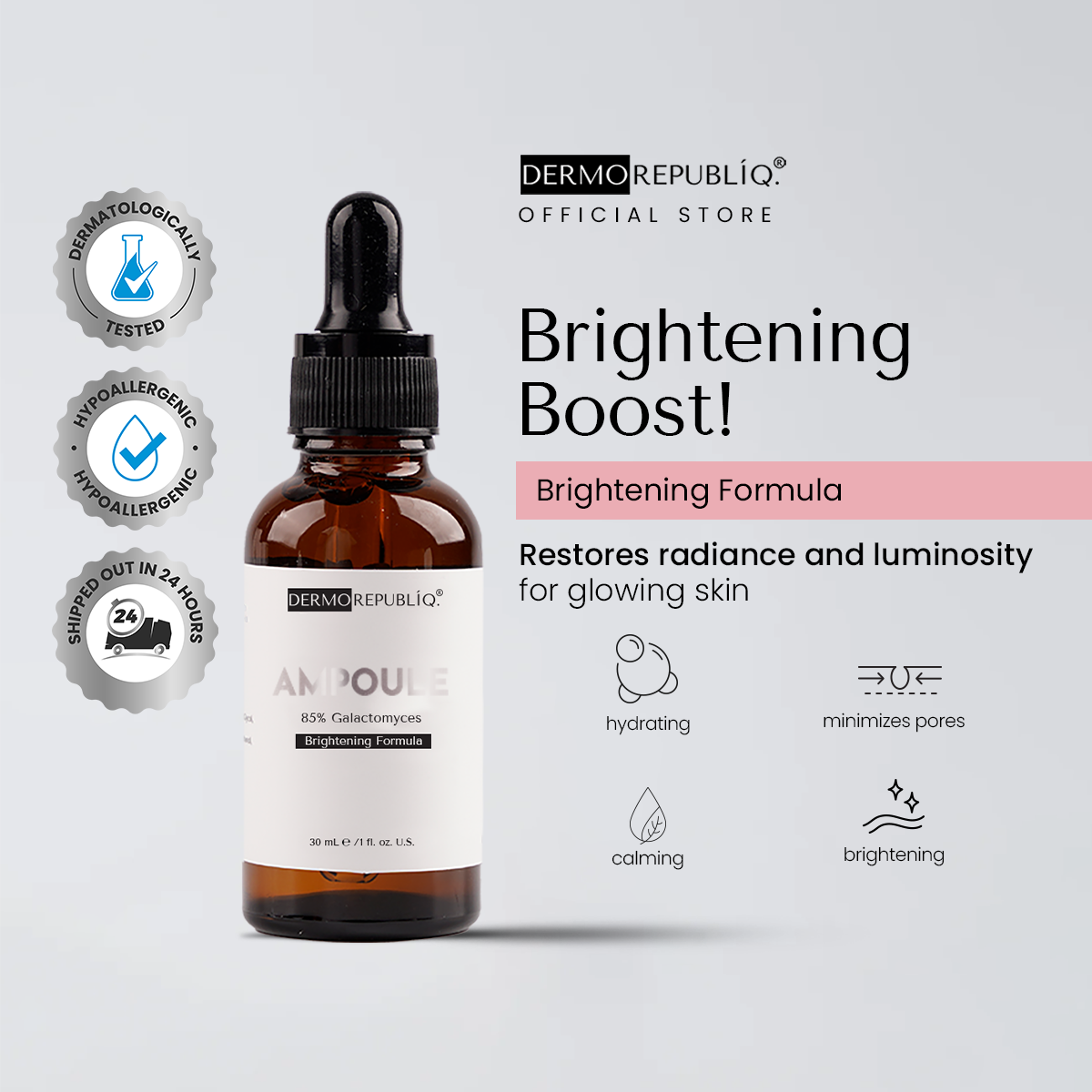 Dermorepubliq 85% Galactomyces Ampoule for Brightening - 30 mL