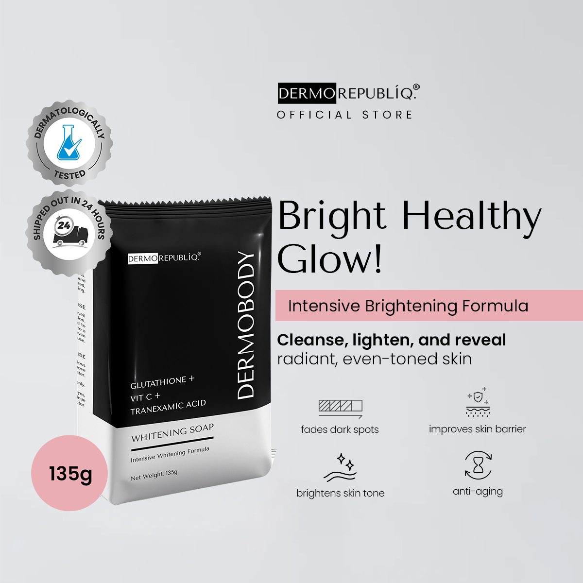 DermoBody Glutathione + Vitamin C + Tranexamic Acid Brightening Body Bar