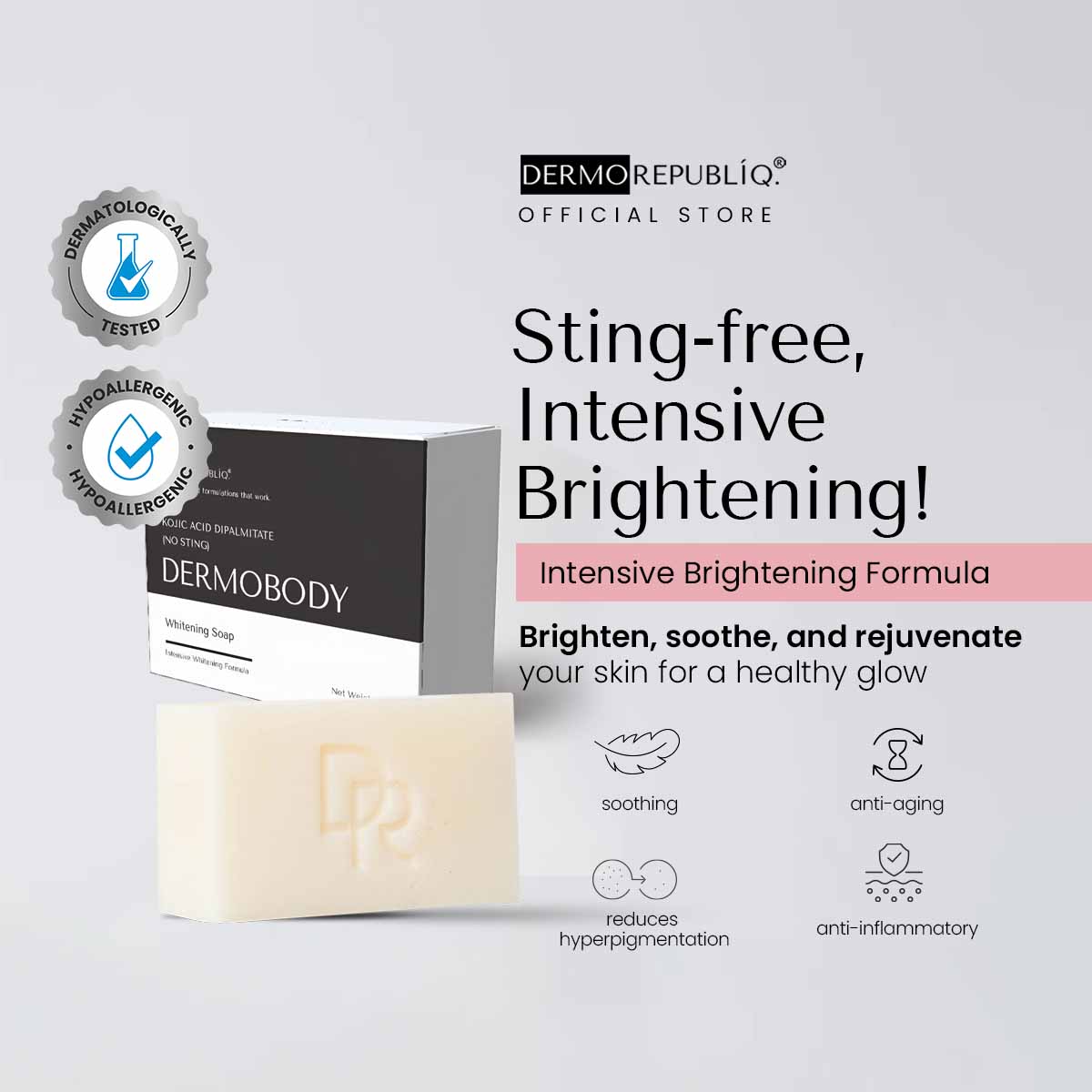Dermorepubliq Kojic Acid Dipalmitate No Sting Brightening Body Bar - 135g