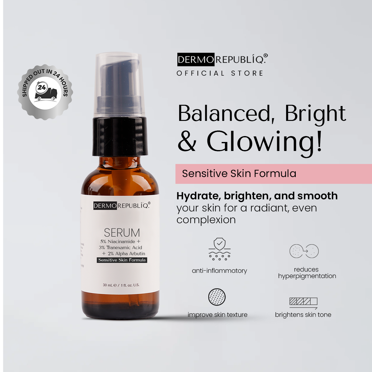 Dermorepubliq 5% Niacinamide + 3% Tranexamic Acid + 2%Alpha Arbutin - 30 mL