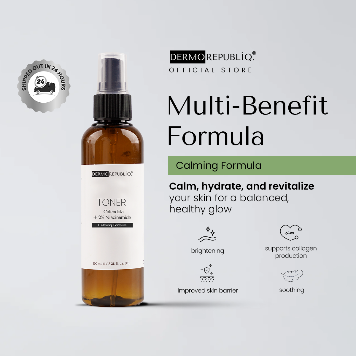 Dermorepubliq Calendula + 2% Niacinamide Calming and Brightening Toner