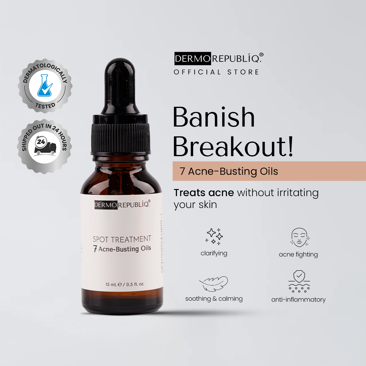 Dermorepubliq Spot Treatment - 7 Acne-Busting Oils Serum - 15 mL