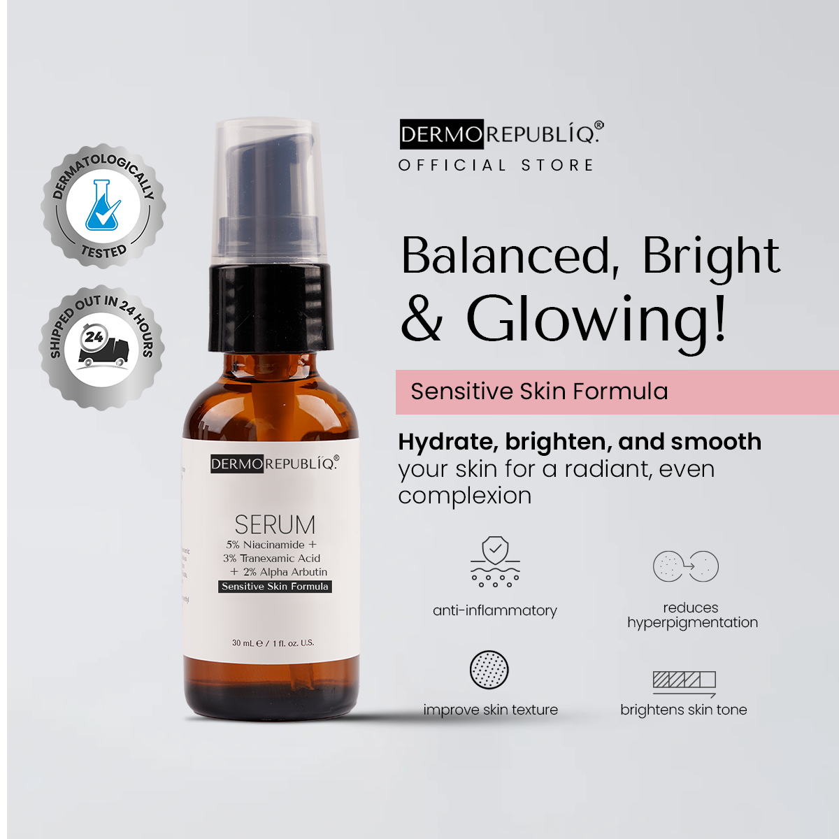 Dermorepubliq 5% Niacinamide + 3% Tranexamic Acid + 2%Alpha Arbutin - 30 mL