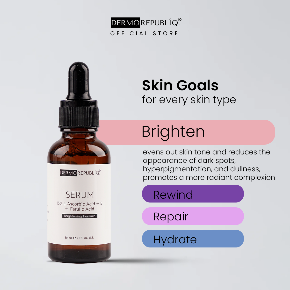 Dermorepubliq 15% L-Ascorbic Acid + E + Ferulic Acid Brightening Formula Serum - 30 mL