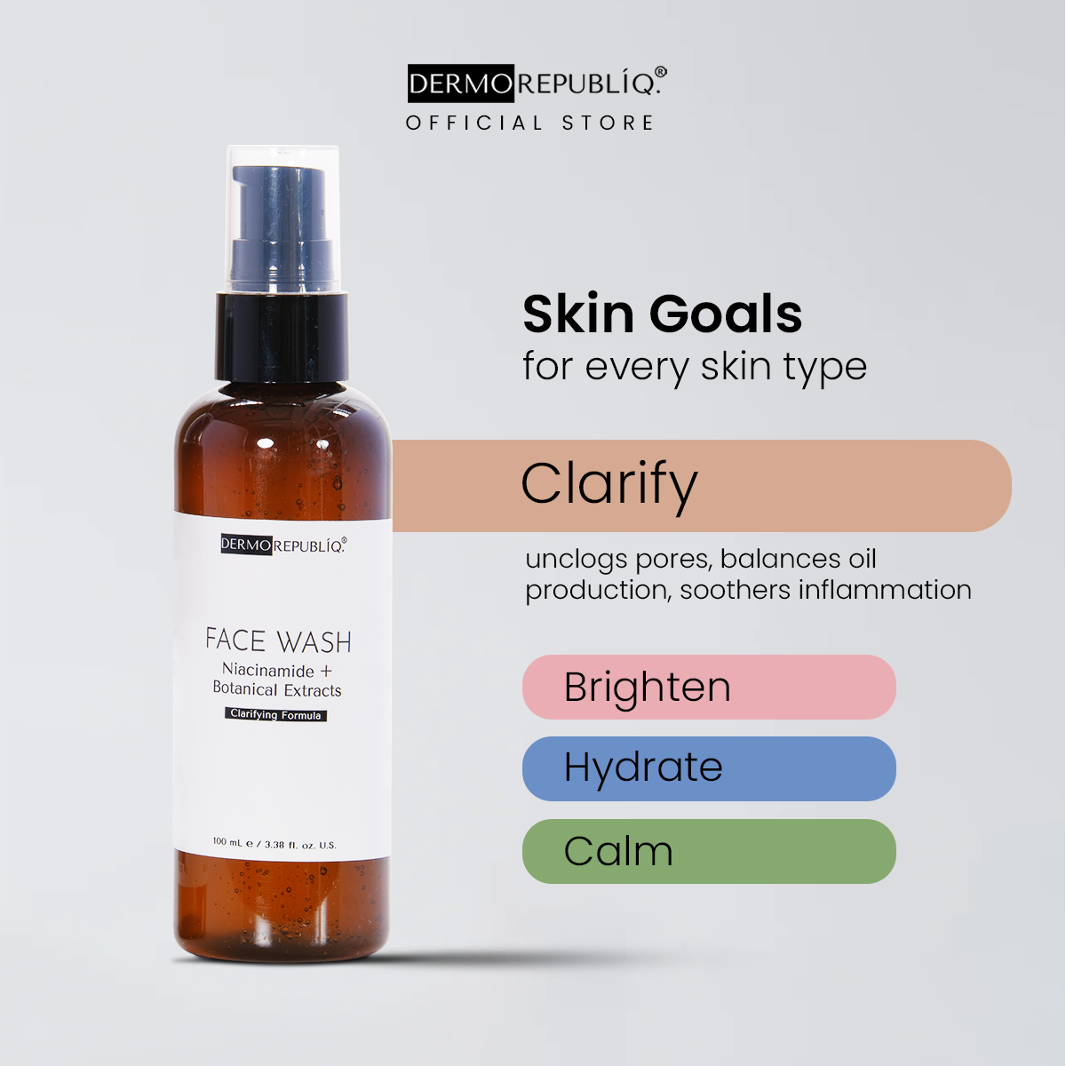 Dermorepubliq Clarifying Gentle Face Wash Niacinamide + Botanical Extracts - 100 mL