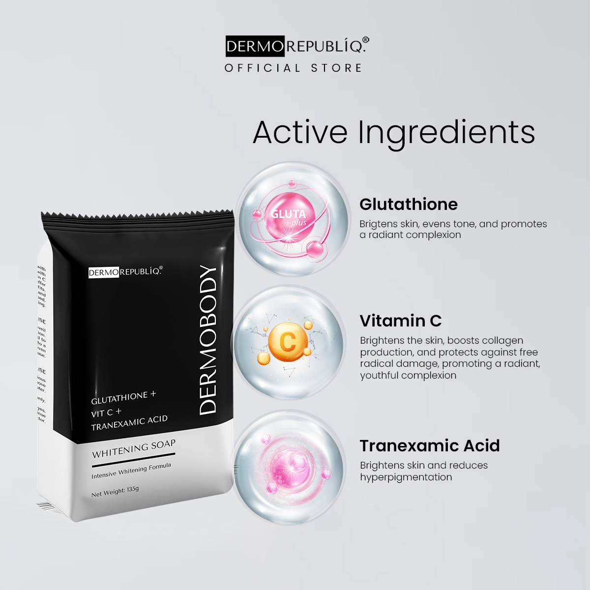 DermoBody Glutathione + Vitamin C + Tranexamic Acid Brightening Body Bar