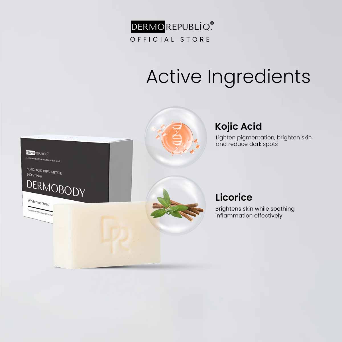 Dermorepubliq Kojic Acid Dipalmitate No Sting Brightening Body Bar - 135g