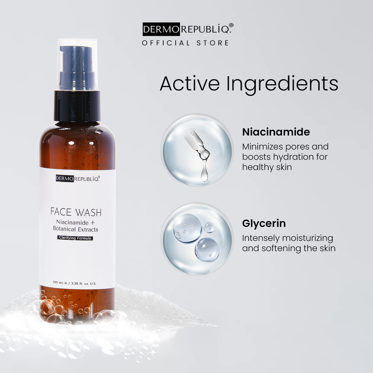 Dermorepubliq Clarifying Gentle Face Wash Niacinamide + Botanical Extracts - 100 mL