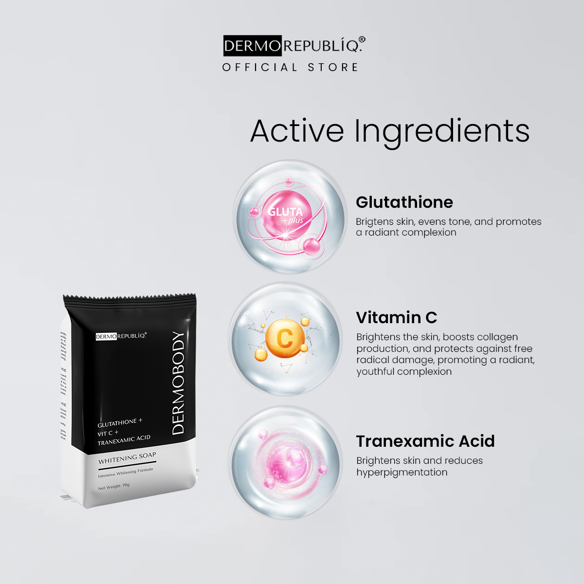 DermoBody Glutathione + Vitamin C + Tranexamic Acid Brightening Body Bar