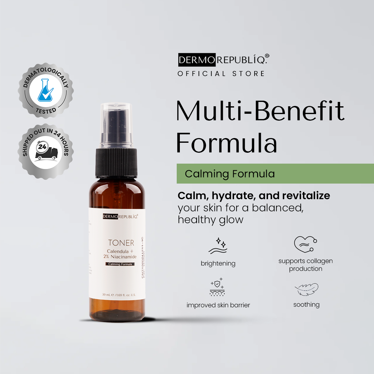 Dermorepubliq Calendula + 2% Niacinamide Calming and Brightening Toner