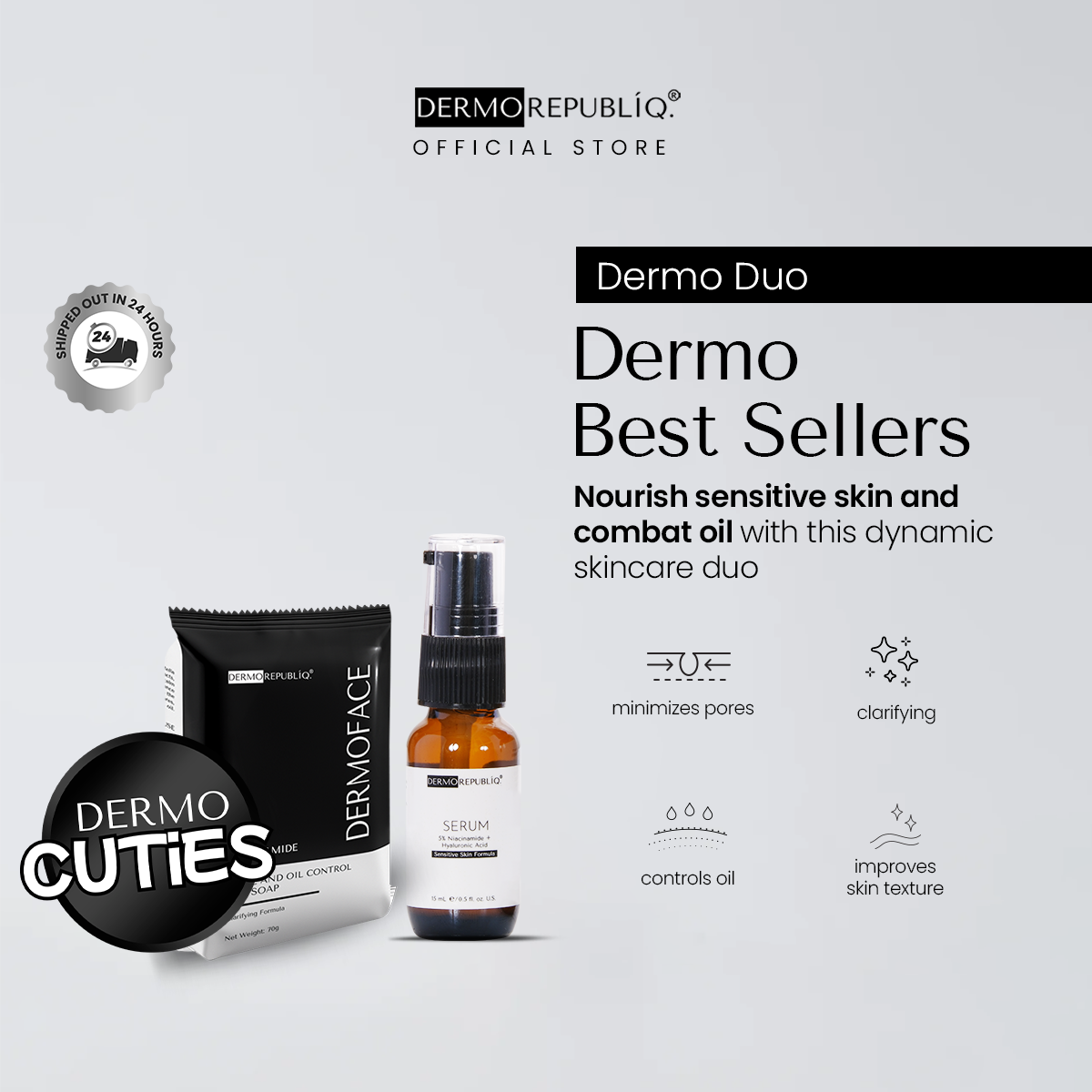 Dermorepubliq Dermo Duo - Best-Sellers (5% Niacinamide + HA Serum, Niacinamide Acne and Oil Control)