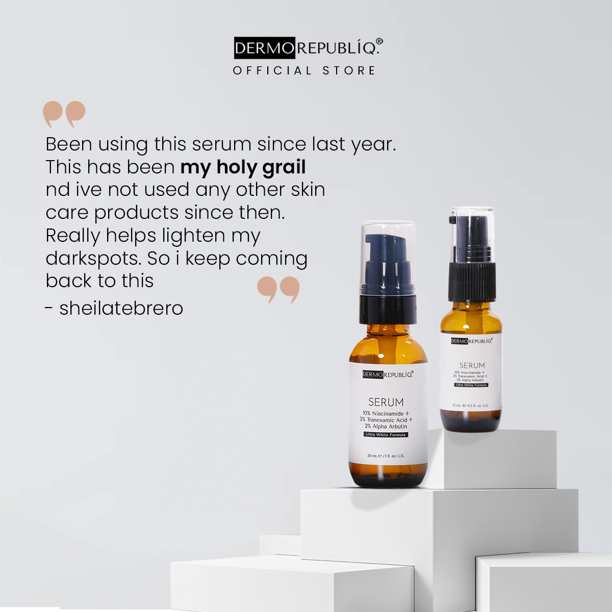 Dermorepubliq 10% Niacinamide + 3% Tranexamic Acid + 2% Alpha Arbutin Ultra White Serum - 30 mL