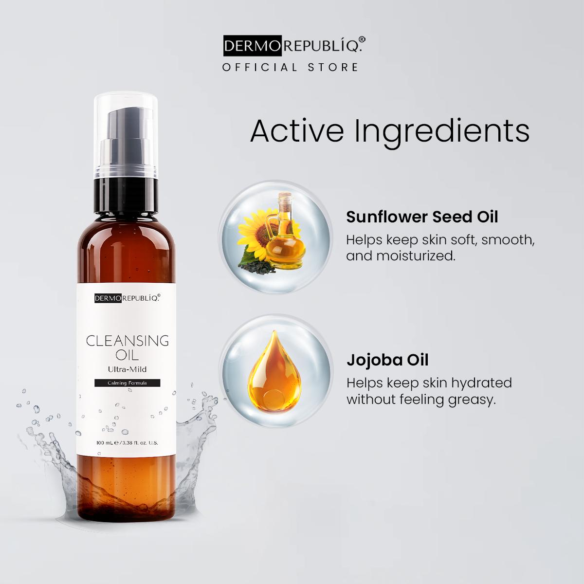 Dermorepubliq Ultra-Mild Cleansing Oil  100ml | Facial Cleanser | Makeup Remover | Double Cleanse Step 1 | Sunflower & Jojoba Oil | Fragrance-Free