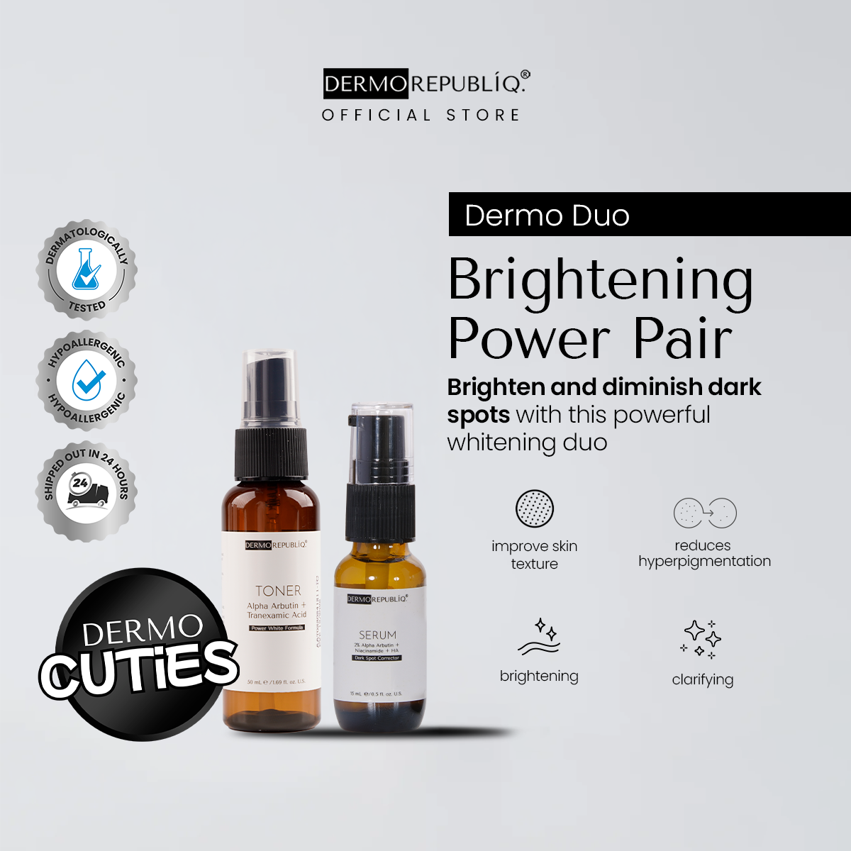 Dermorepubliq Duos - Brightening (Alpha Arbutin + HA Dark Spot Corrector Serum)