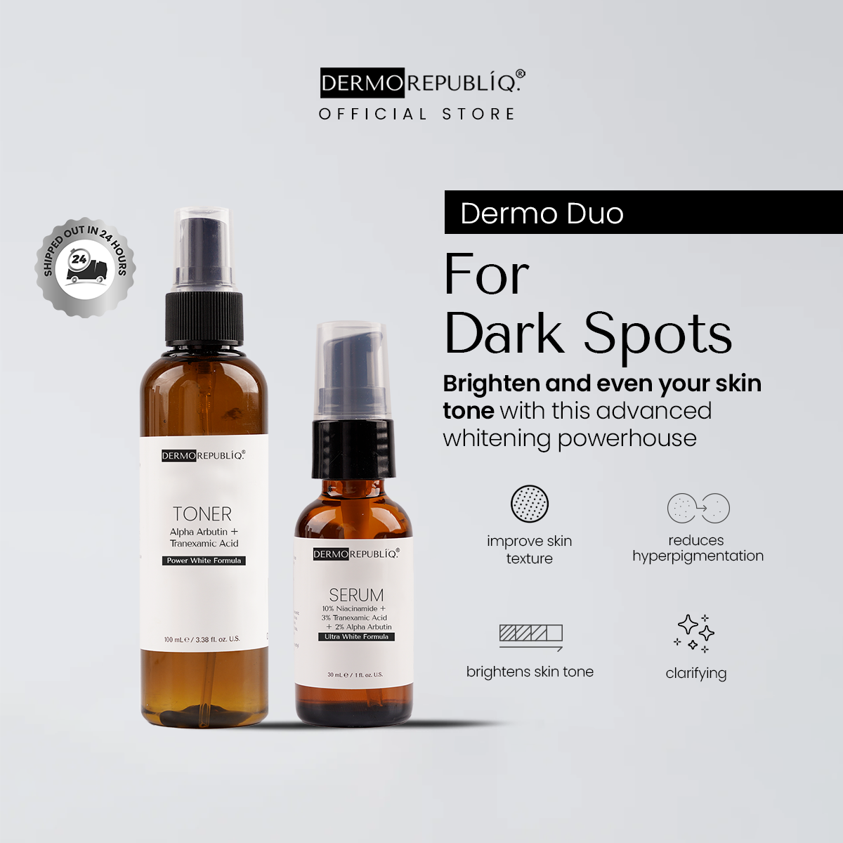 Dermorepubliq Duos - Dark Spots (Alpha Arbutin + Tranexamic Acid Ultra Whitening Toner)
