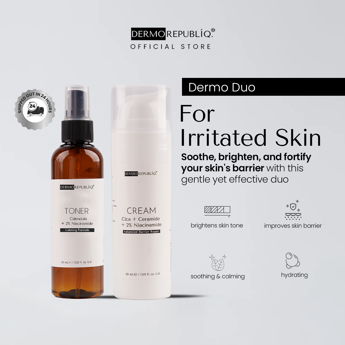 Dermorepubliq Duos Irritated Skin (Cica + Ceramide + 2% Niacinamide Intensive Barrier Repair)
