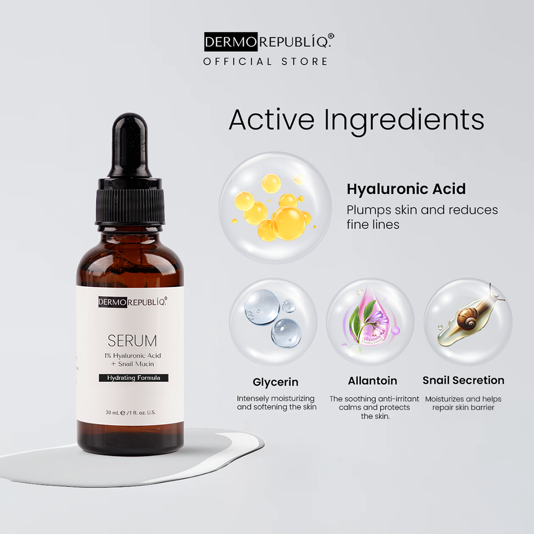 Dermorepubliq 1% Hyaluronic Acid + Snail Mucin Serum - 30 mL