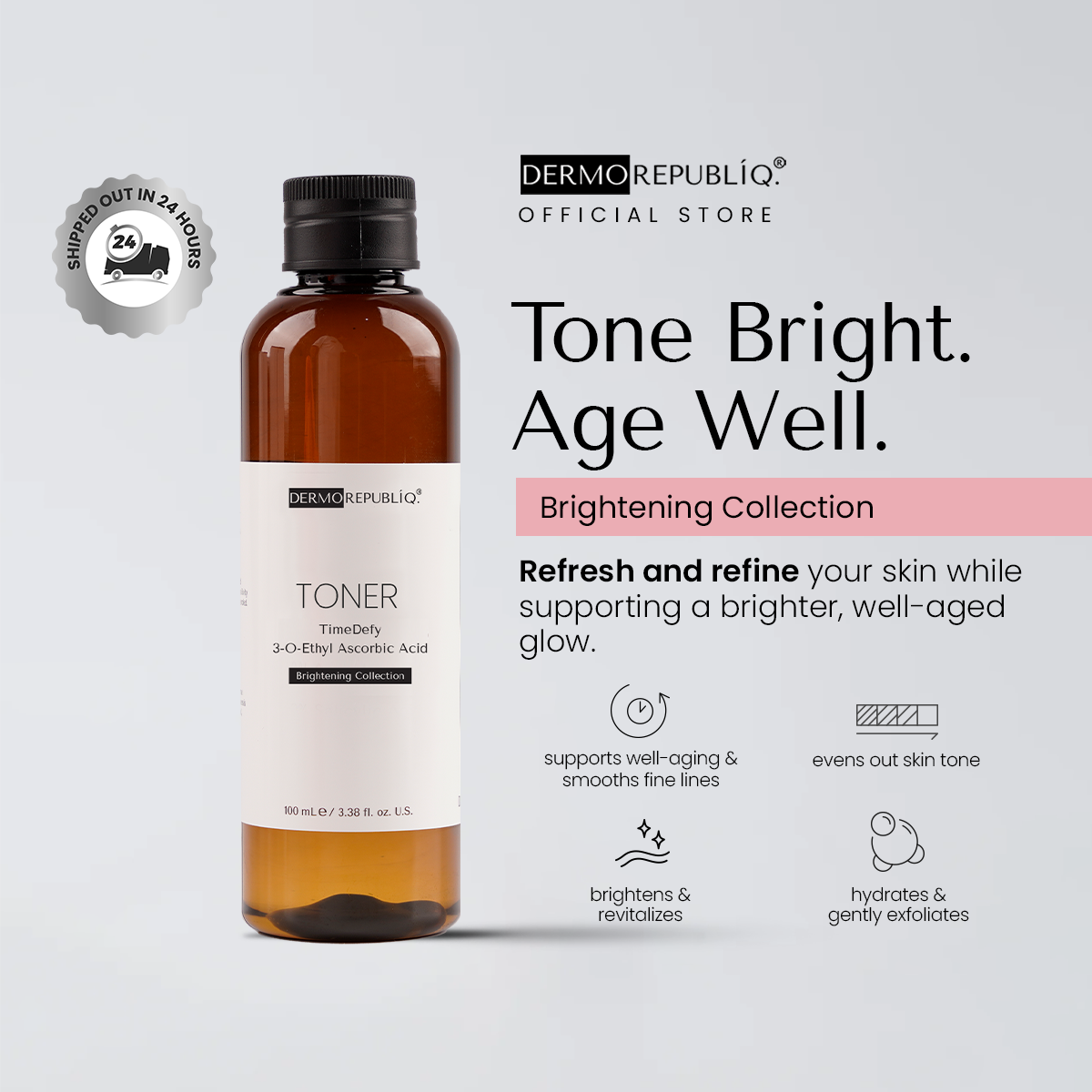 Dermorepubliq TimeDefy 3-O-Ethyl Ascorbic Acid Brightening Toner